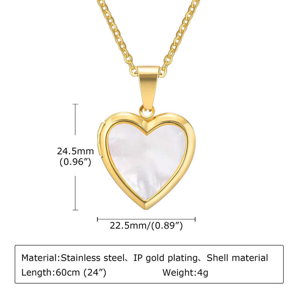 Women Locket Necklaces, Openable Heart Pendants, Stainless Steel Shell Photo Frame Necklace