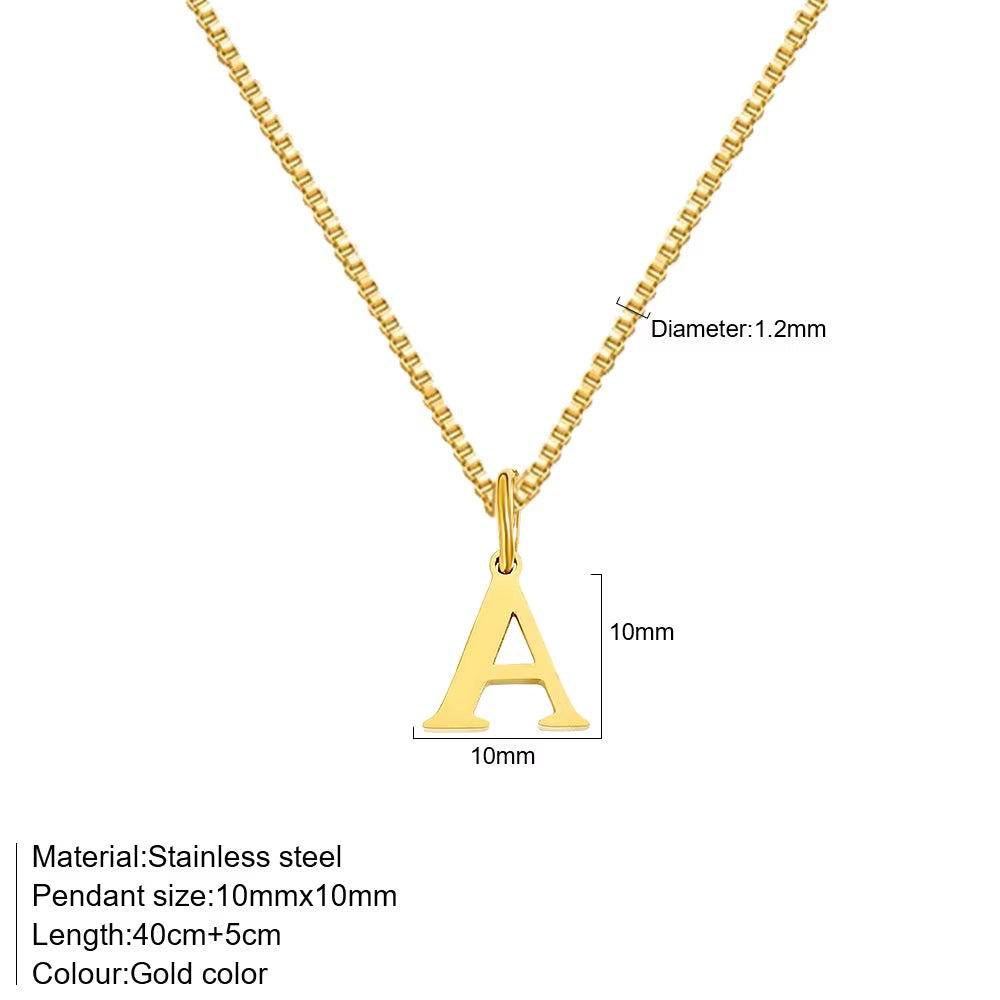 A-Z Initial Necklace 18K Gold Plated Necklace Cute Letter Stainless Steel Necklace for Women
