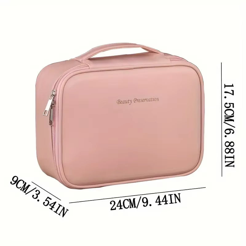 Large Capacity Waterproof PU Cosmetic Bag with Divider, Portable Travel Cosmetic Toiletry Storage Bag, Cosmetic Travel Bag ...