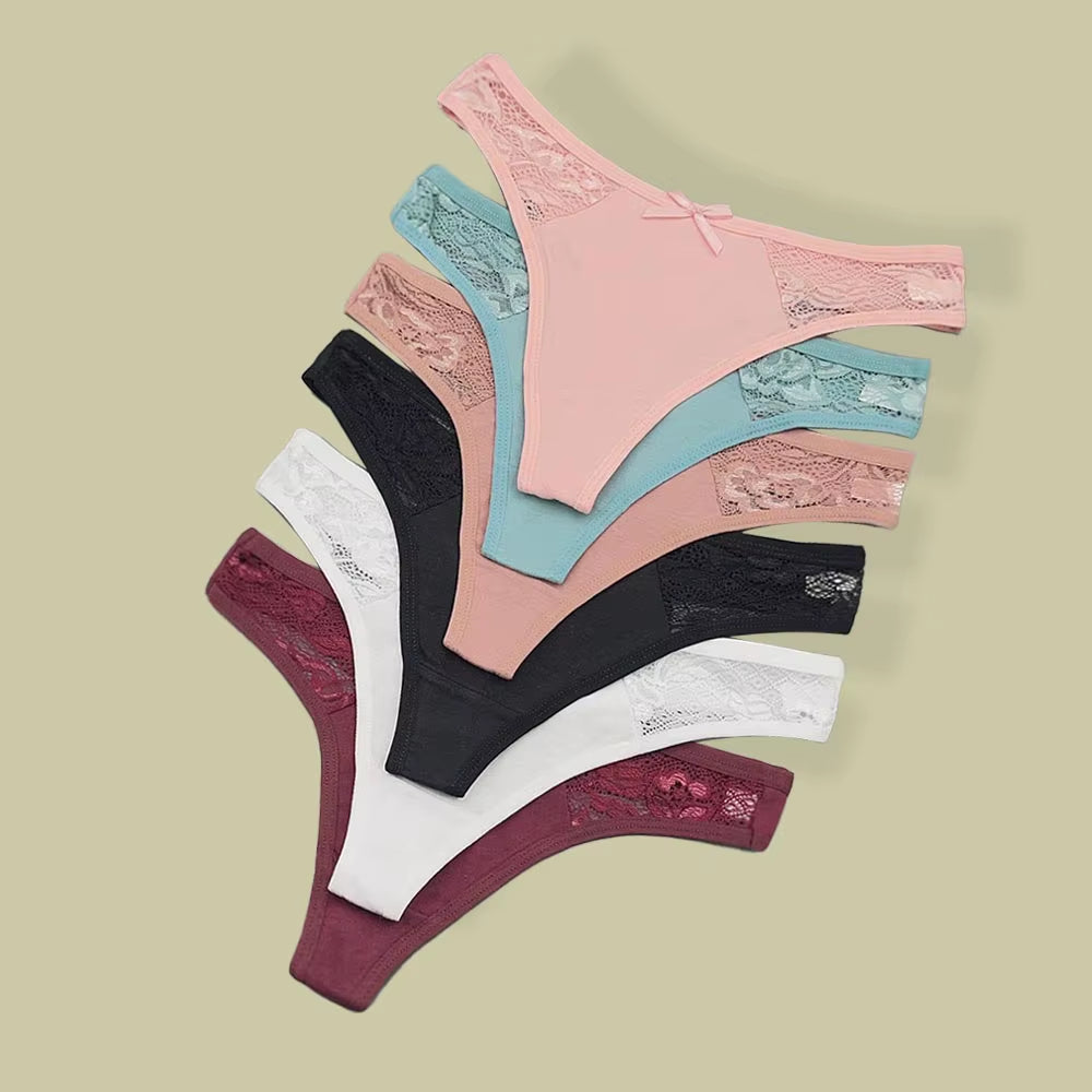 5Pcs Lace Thongs Woman Underwear Lingerie for Women T-Back Ladies Transparent G-String Girls Panties