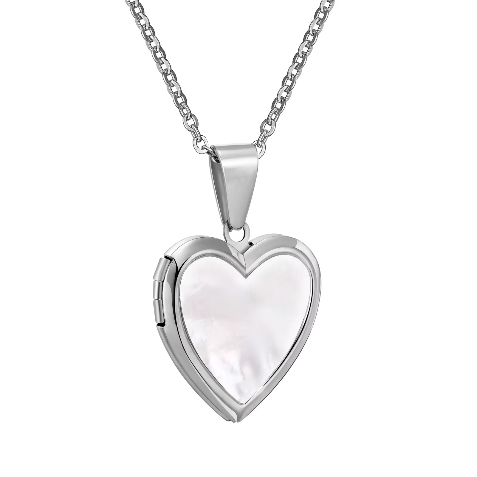 Women Locket Necklaces, Openable Heart Pendants, Stainless Steel Shell Photo Frame Necklace