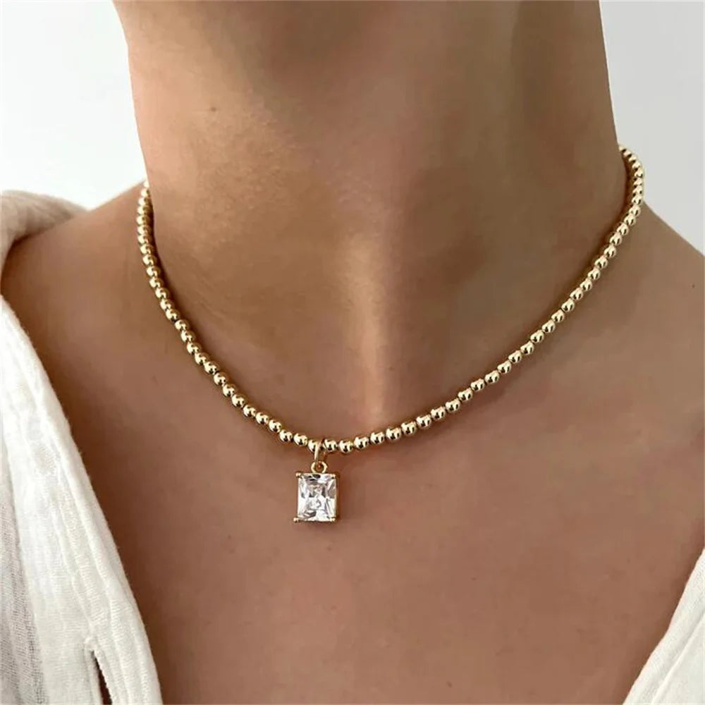 Boho Fashion Multilayer Gold-Plate Artificial Pearl Crystal Chain Necklace for Women Female Vintage ...