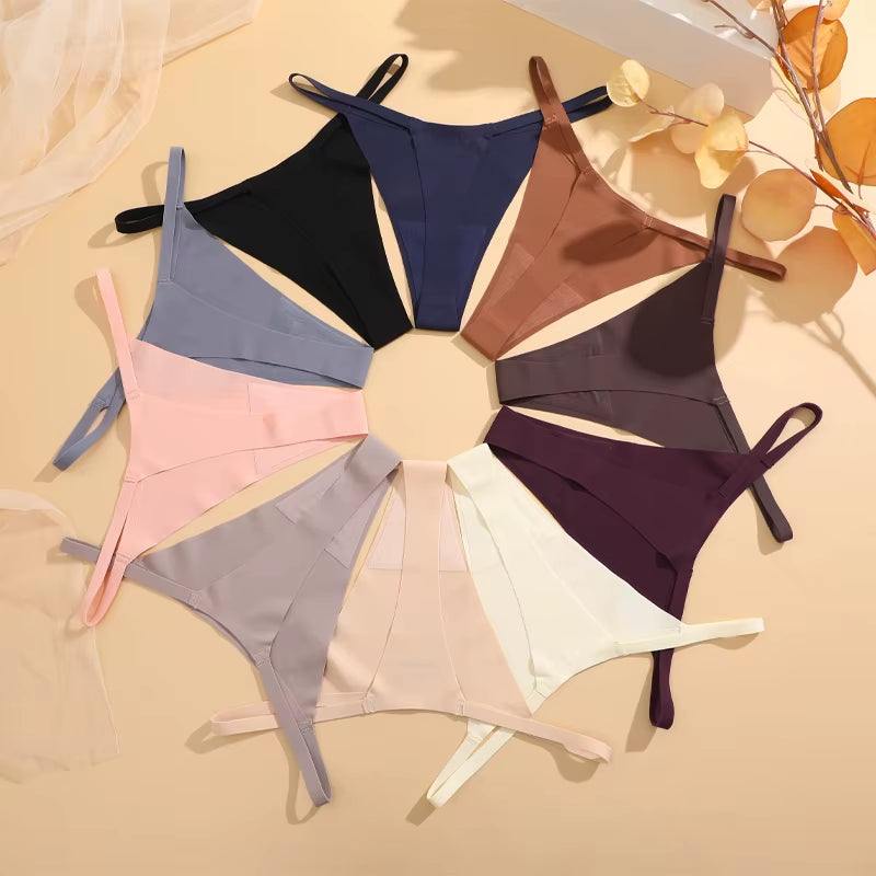 4Pcsset Seamless Ultra-Thin Underwear Women Sexy Thin Belt Panties Female High Stretch Thongs Girls Breathable G-String Lingerie