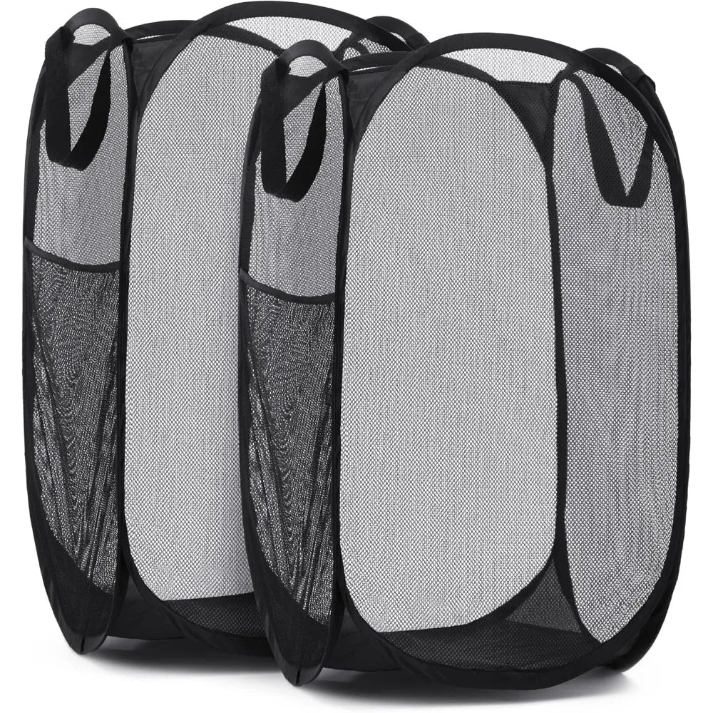 Large Laundry Basket Collapsible Mesh Pop up Laundry Hamper Side Pocket Breathable Clothes Storage Laundry Storage Organization