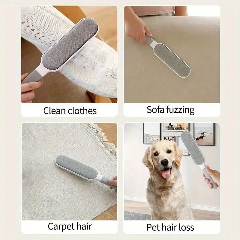Reusable Dust Removal Brush, Double-Sided Pet Hair Remover, Manual Electrostatic Adhesive Brush, Durable Polypropylene Material