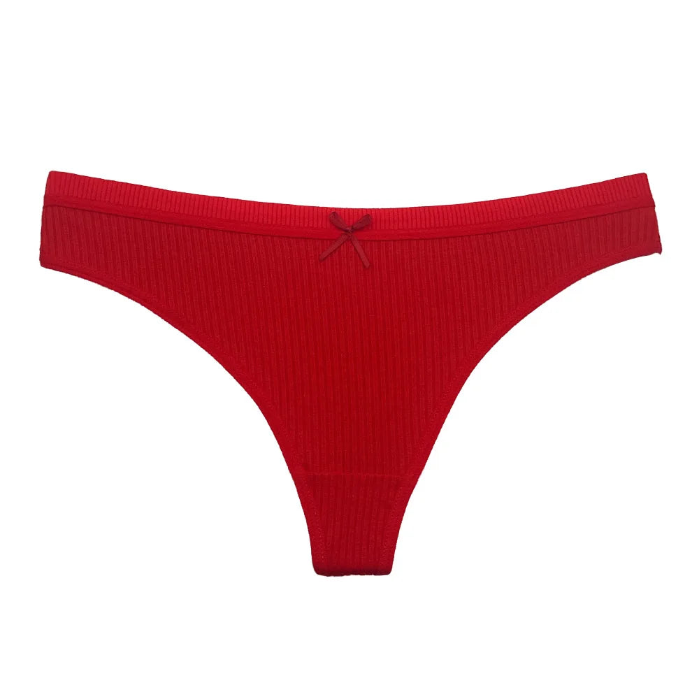 5 Pcs/Set Women Cotton Thongs Panties Sexy Low Waist G-String Ladies Brazilian Lingerie Girls Breathable Intimates Bikini