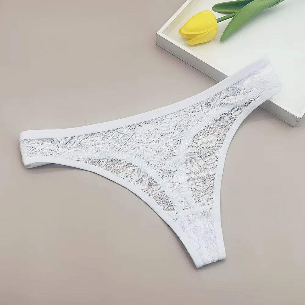 5Pcs Lace Thongs Woman Underwear Lingerie for Women T-Back Ladies Transparent G-String Girls Panties