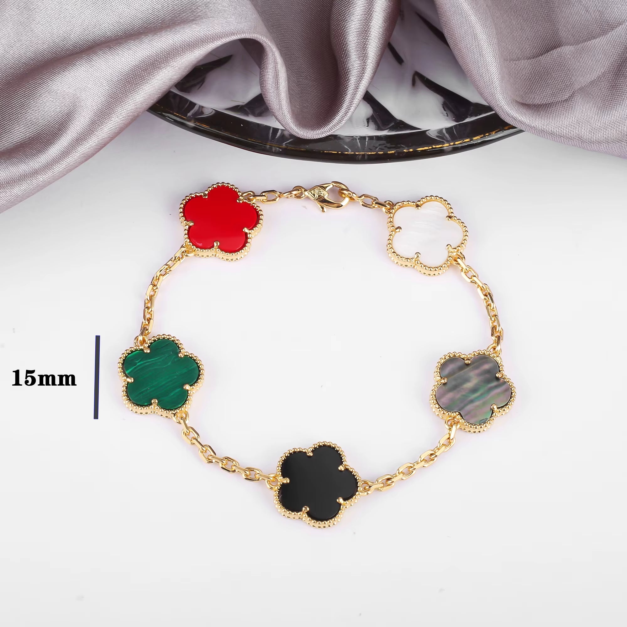 7 Colors Classic Simple Five-Leaf Flower Pendant Necklace Natural Stones Clover Choker Chain for Women Party Daily Wear Jewelry