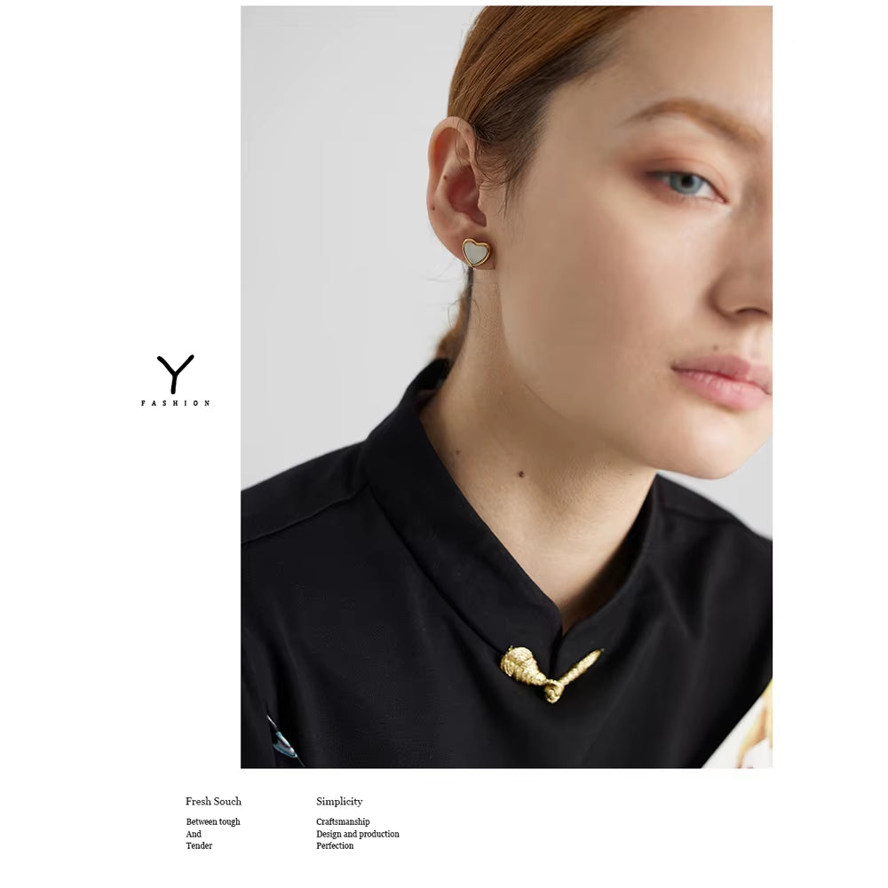 Stainless Steel Heart Pendant Necklace Chain Jewelry Temperament Natural Stone Agate Collar Wo...