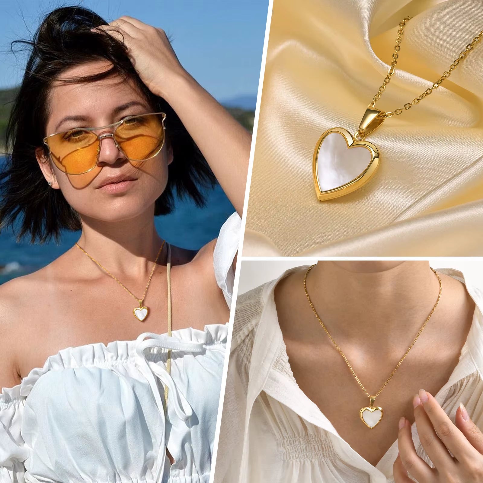 Women Locket Necklaces, Openable Heart Pendants, Stainless Steel Shell Photo Frame Necklace